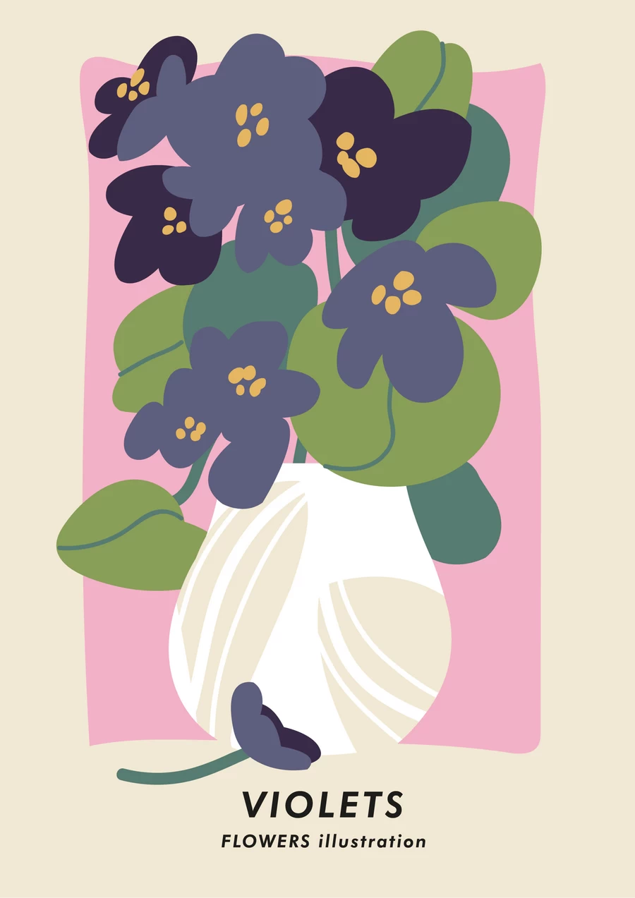 手绘小清新北欧花朵植物花卉插画海报封面画芯装饰AI矢量设计素材【028】